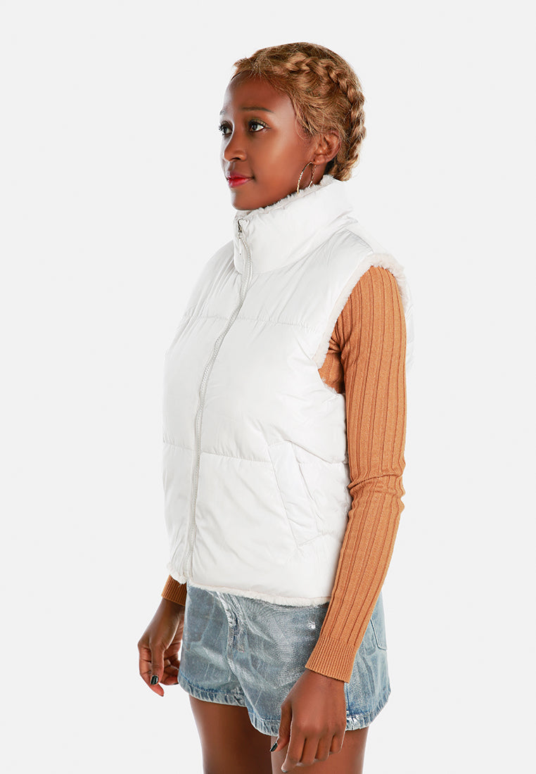 zipper reversible sleeveless jacket by ruw#color_cream