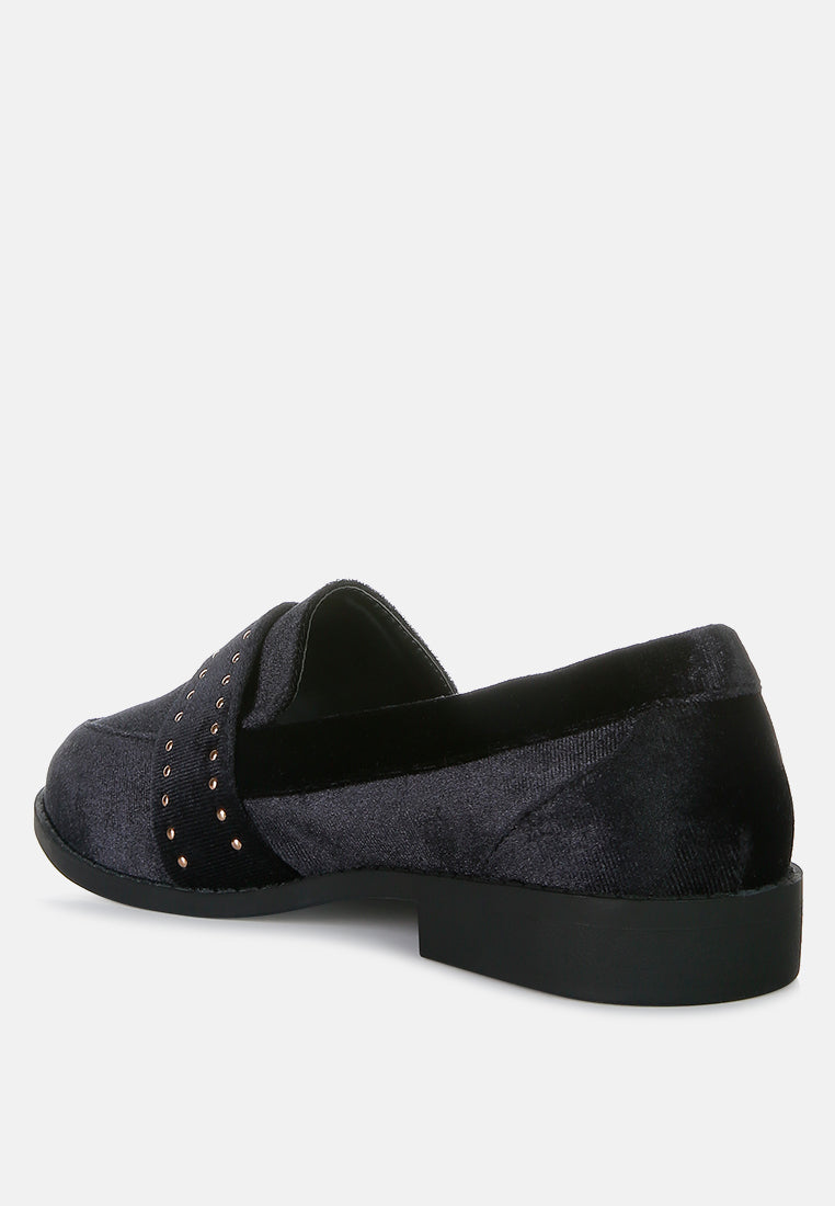 walkin stud detail velvet loafers by ruw#color_black