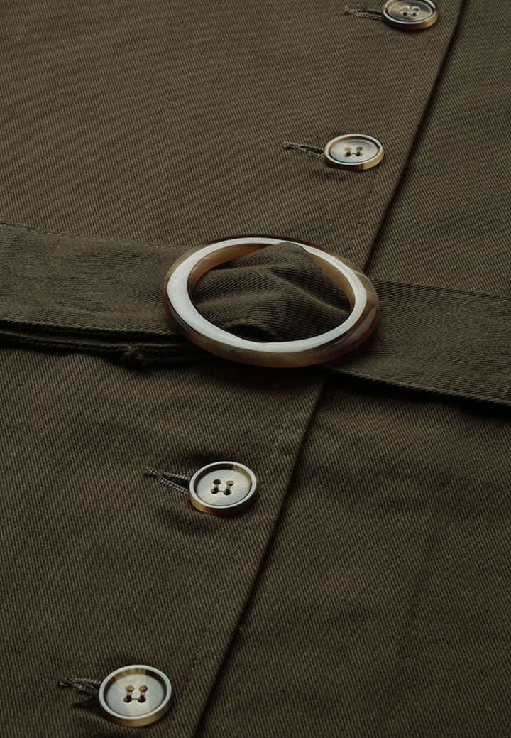 puff sleeve mini shirt dress#color_khaki