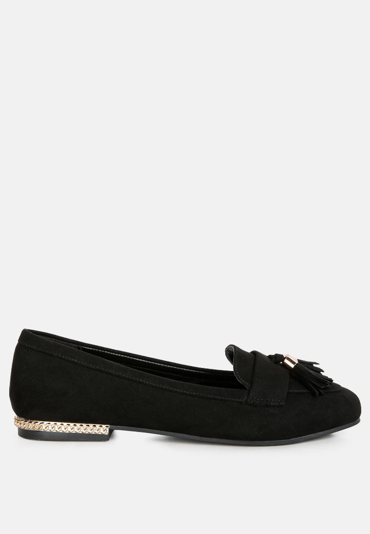 atrika faux suede tassel loafers by ruw#color_black