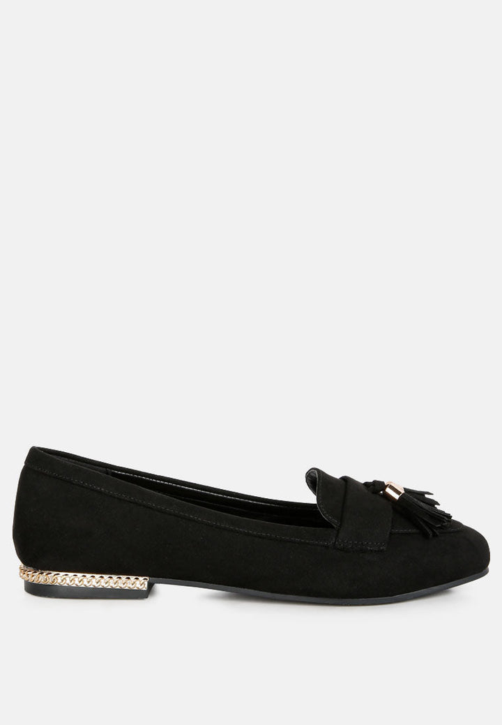 atrika faux suede tassel loafers by ruw#color_black