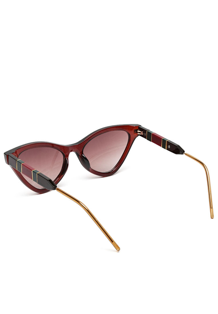 striped temple cateye glasses#color_brown