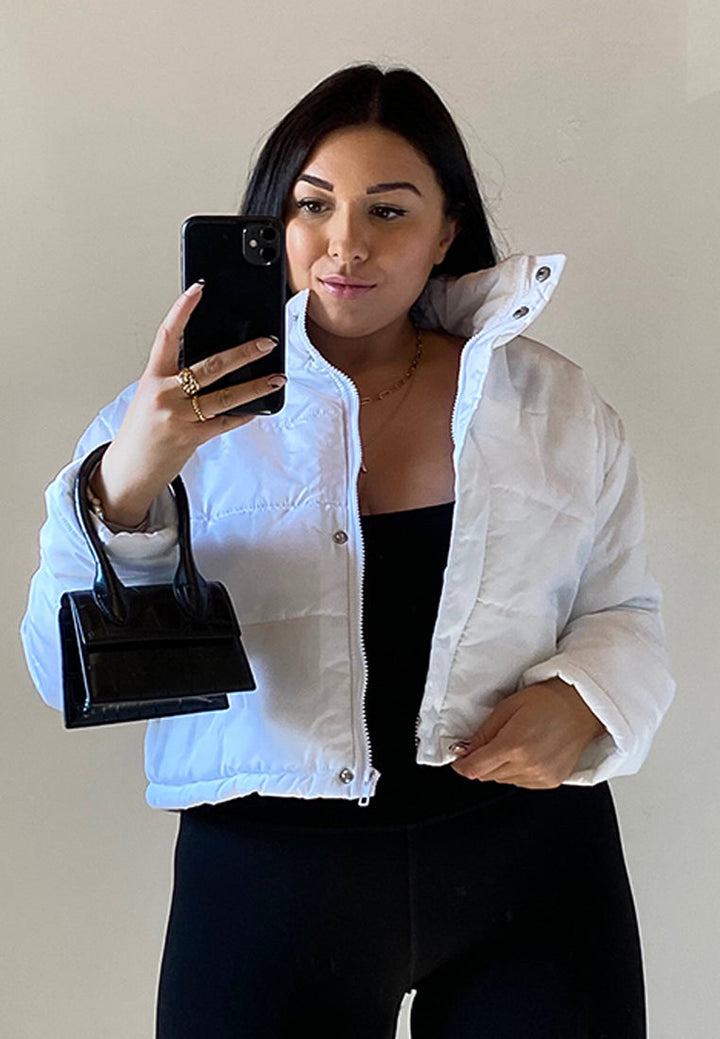 puffer style crop jacket#color_white