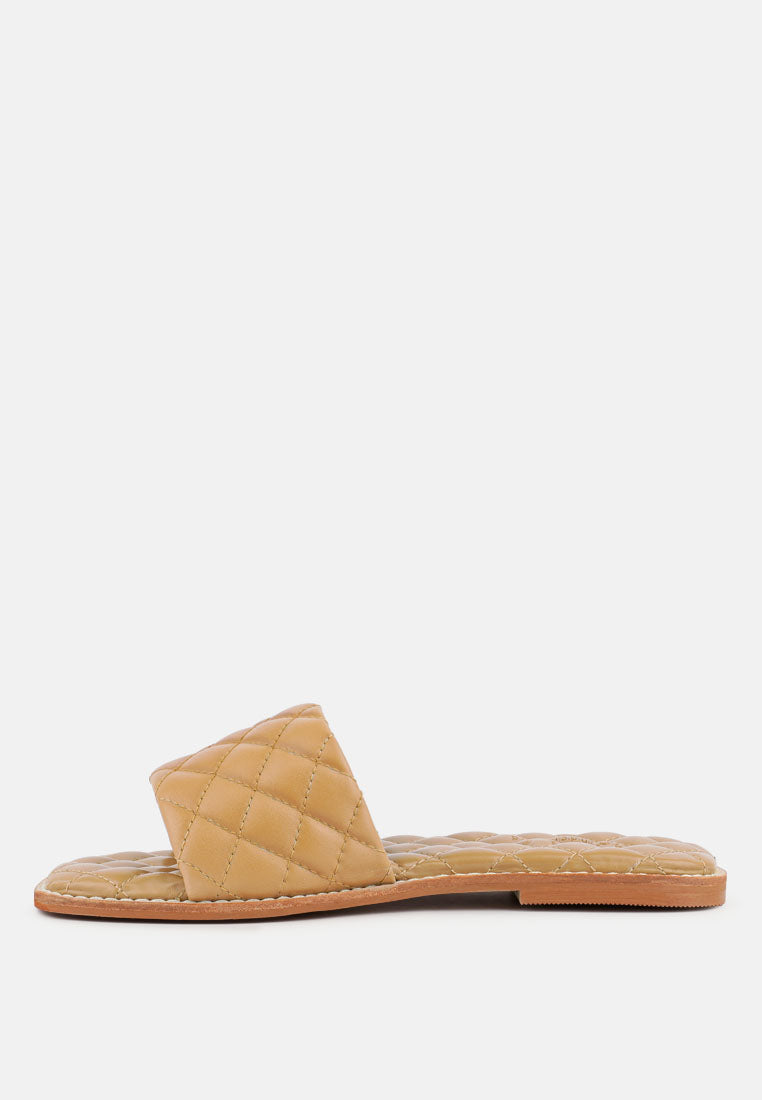 odalta handcrafted quilted summer flats by ruw#color_beige