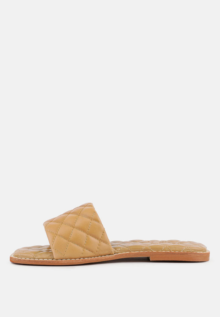 odalta handcrafted quilted summer flats by ruw#color_beige
