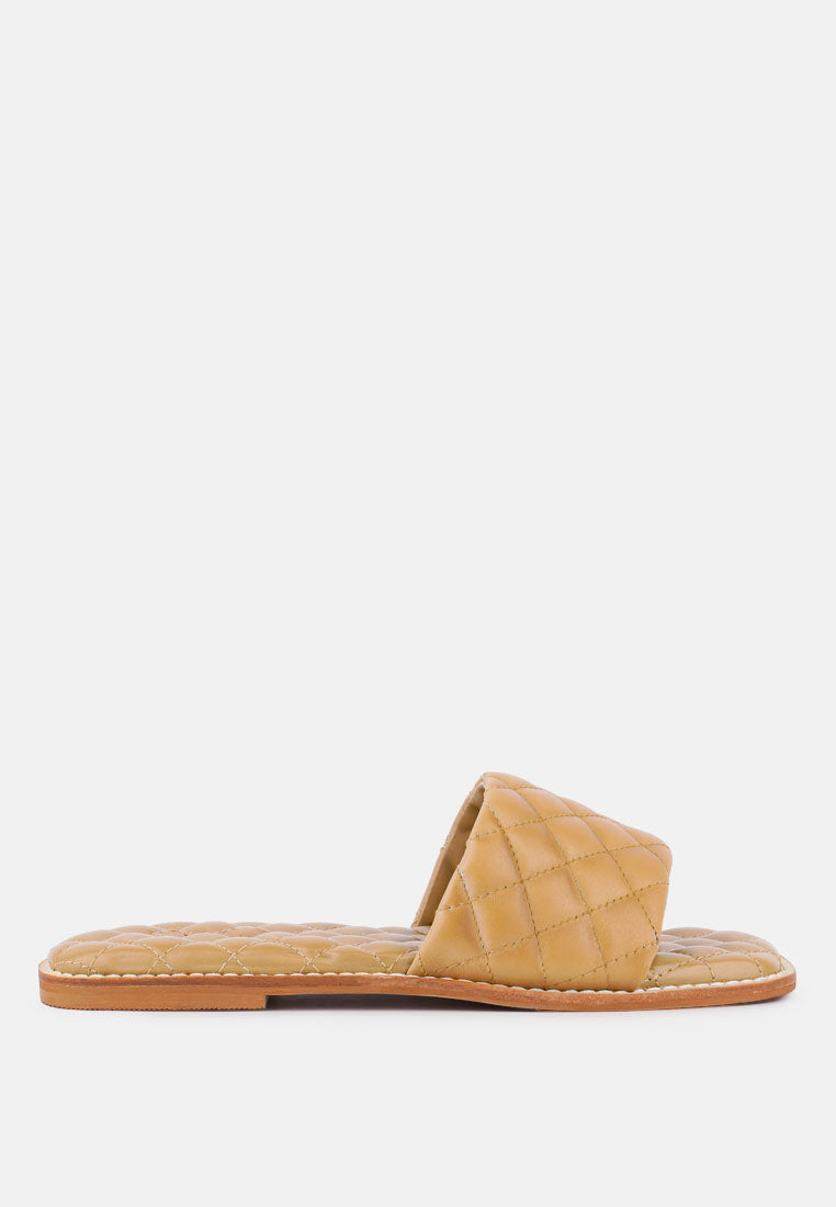 odalta handcrafted quilted summer flats by ruw#color_beige