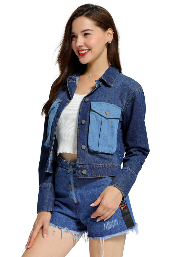 two pocket denim crop jacket#color_blue