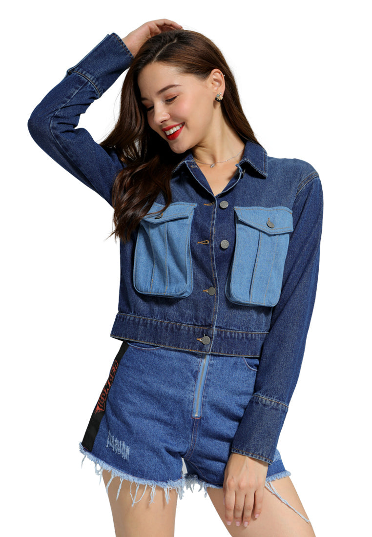 two pocket denim crop jacket#color_blue