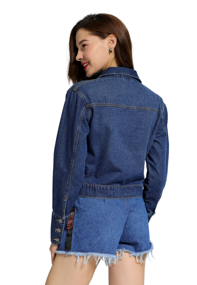 two pocket denim crop jacket#color_blue