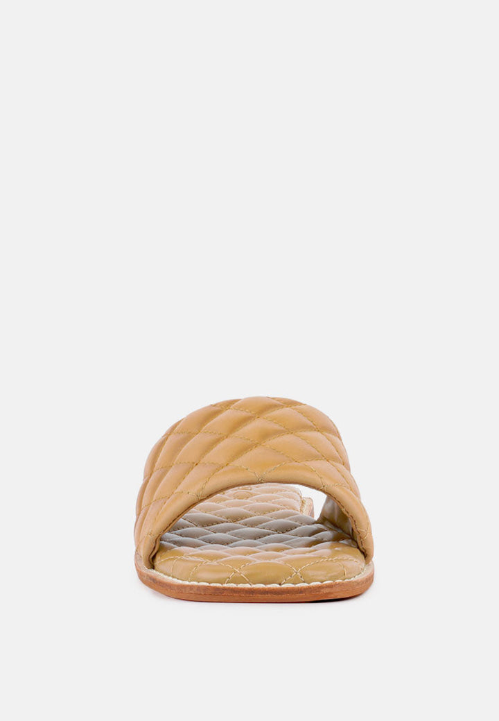 odalta handcrafted quilted summer flats by ruw#color_beige