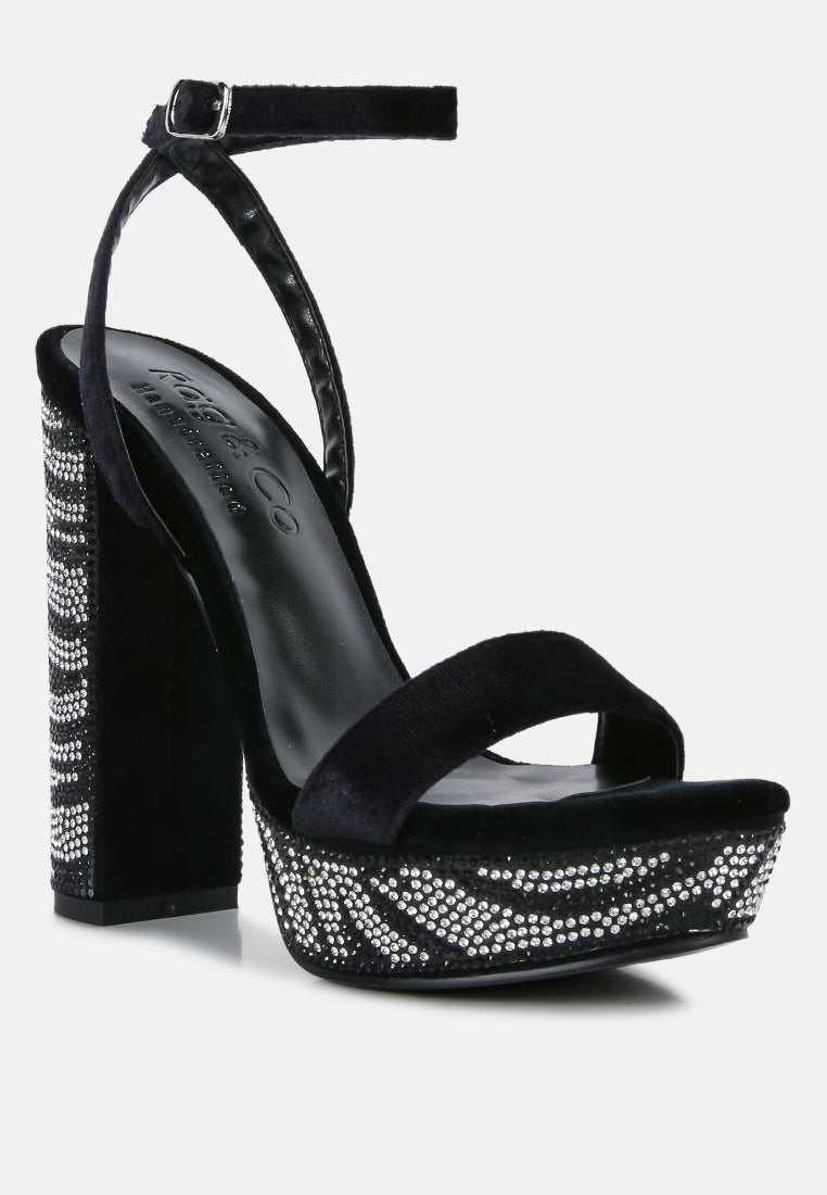 zircon rhinestone patterned high heel sandals by ruw#color_black