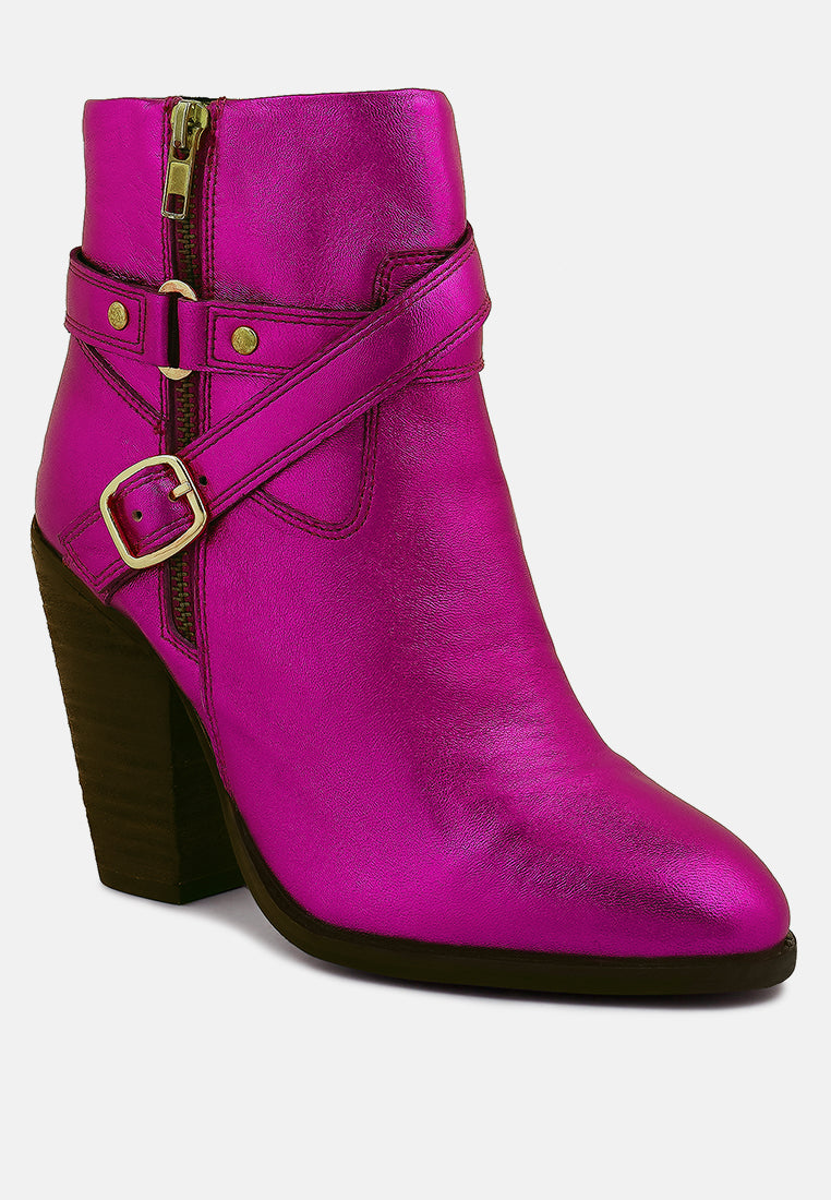 cat-track leather ankle boots by ruw#color_fuchsia