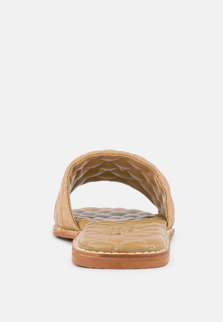 odalta handcrafted quilted summer flats by ruw#color_beige