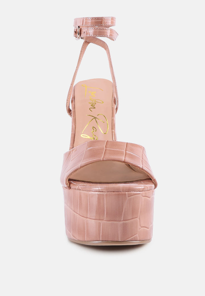 drop dead patent croc ultra high platform sandals by ruw#color_peach