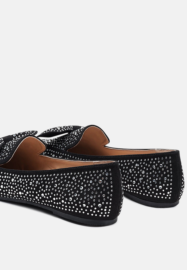 dewdrops embellished casual bow loafers by ruw#color_black