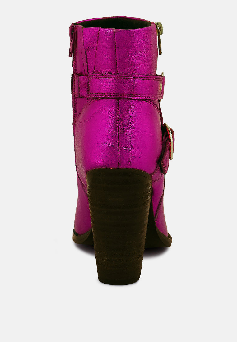 cat-track leather ankle boots by ruw#color_fuchsia