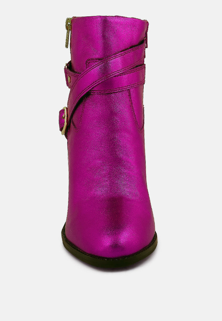 cat-track leather ankle boots by ruw#color_fuchsia