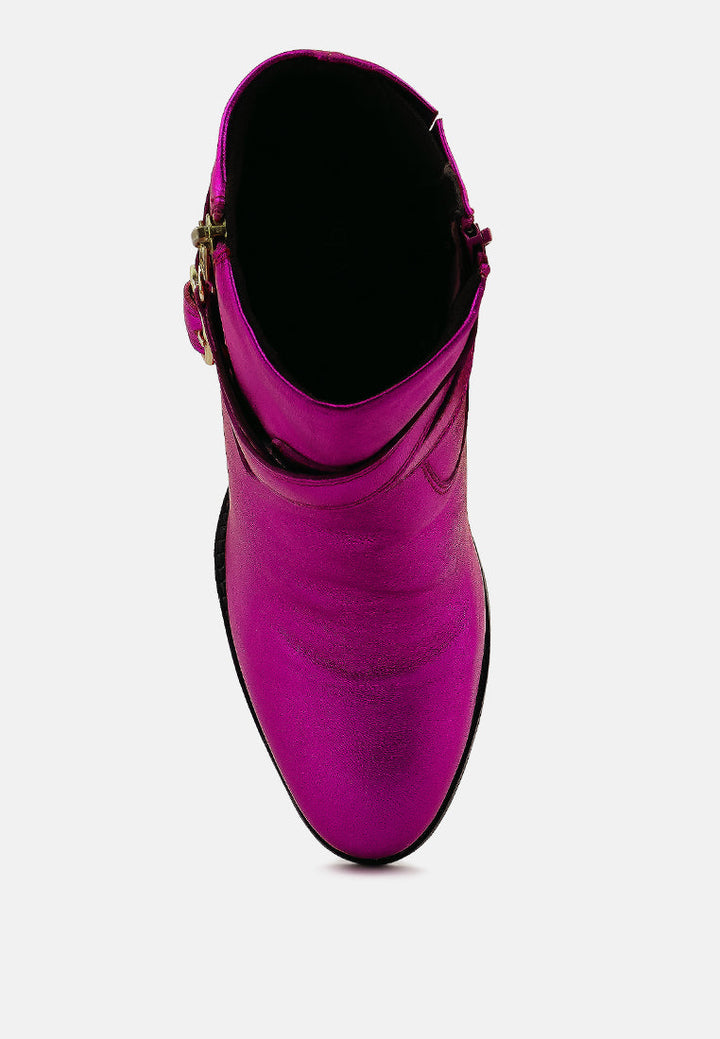 cat-track leather ankle boots by ruw#color_fuchsia