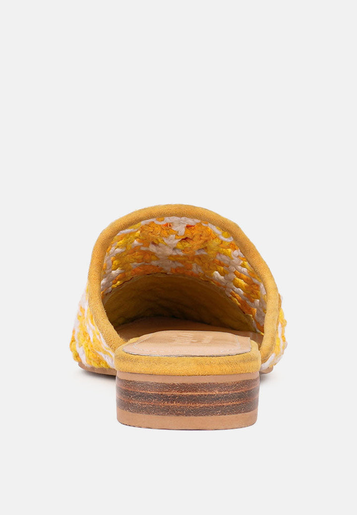 mariana woven flat mules with tassels by ruw#color_yellow