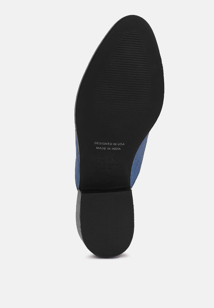 aksa chain embellished metallic leather mules by ruw#color_blue