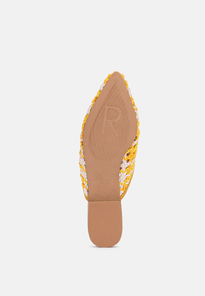 mariana woven flat mules with tassels by ruw#color_yellow