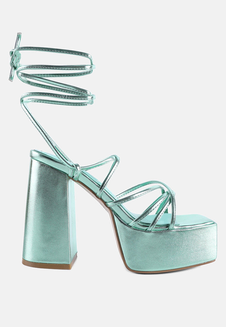 anvil metallic block heeled lace up sandals by ruw#color_green