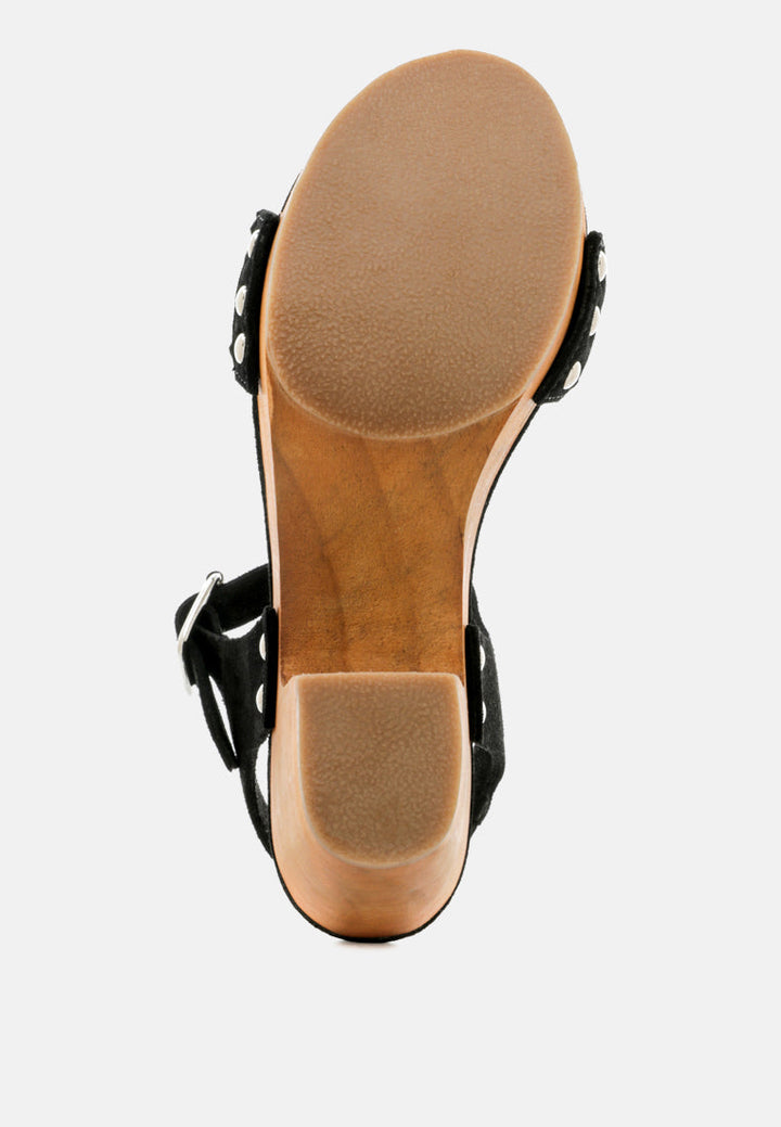 april wooden clogs in suede weave by ruw#color_black