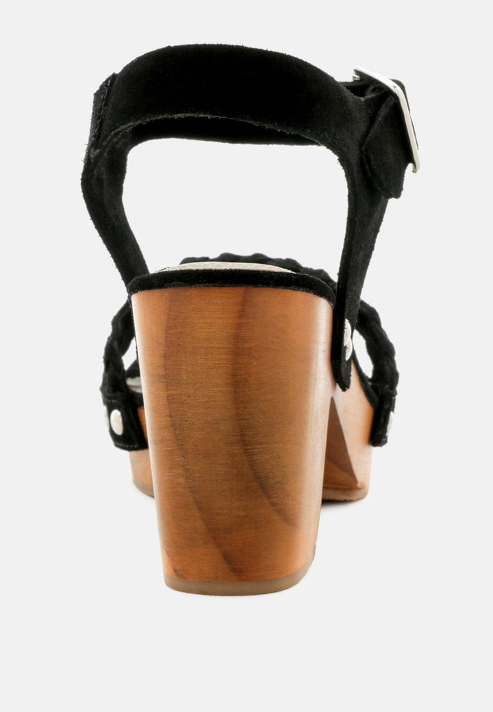 april wooden clogs in suede weave by ruw#color_black