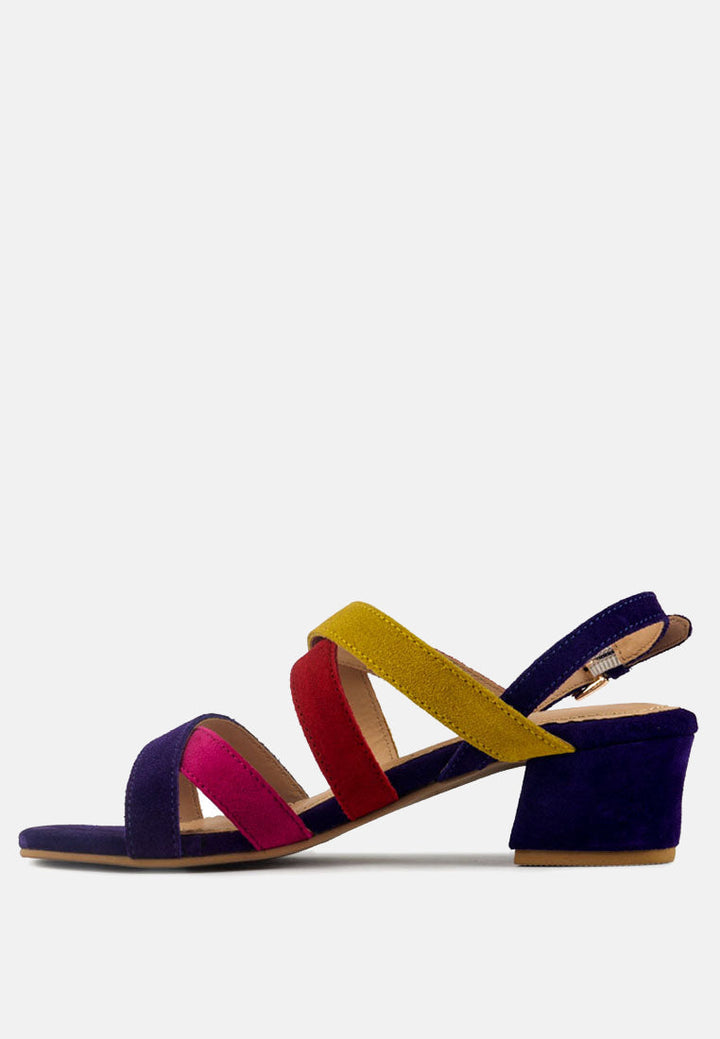 astrid mid heeled block leather sandal by ruw#color_multi