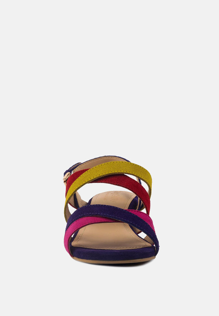astrid mid heeled block leather sandal by ruw#color_multi