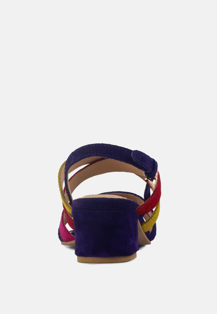 astrid mid heeled block leather sandal by ruw#color_multi