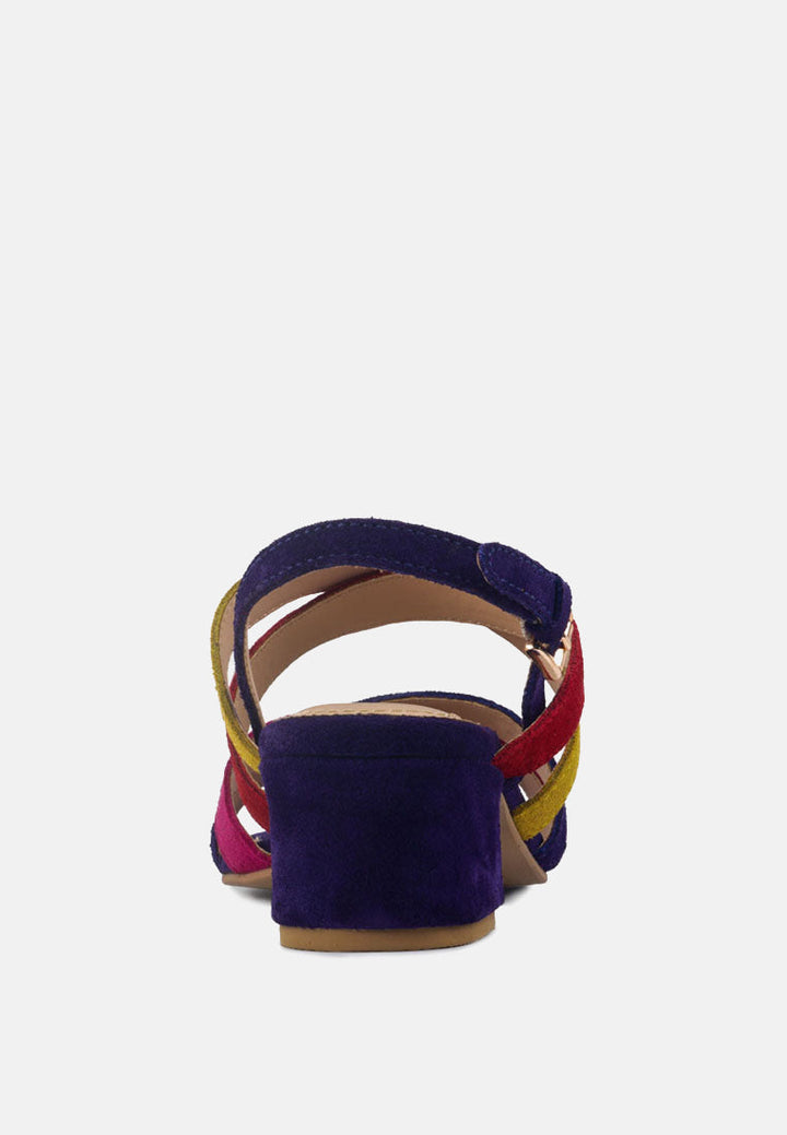astrid mid heeled block leather sandal by ruw#color_multi