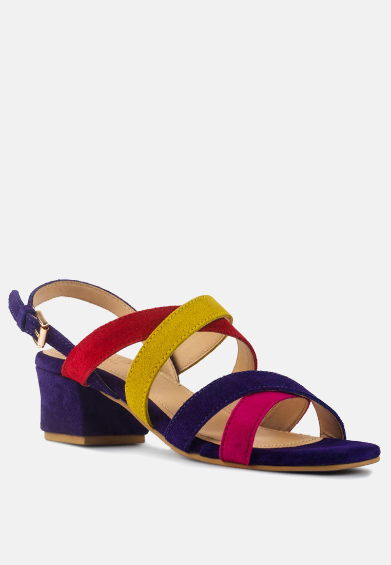 astrid mid heeled block leather sandal by ruw#color_multi