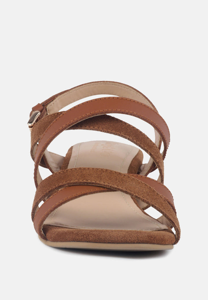 astrid mid heeled block leather sandal by ruw#color_tan
