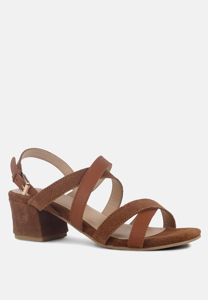astrid mid heeled block leather sandal by ruw#color_tan