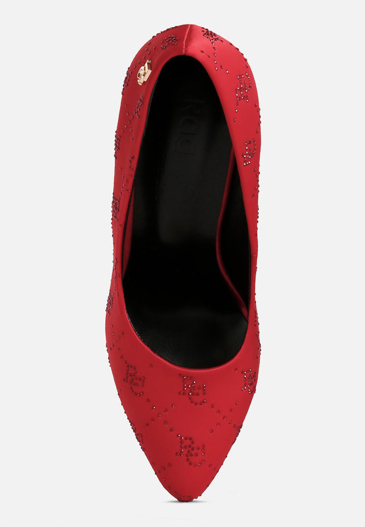 ballard monogram satin stiletto pumps by ruw#color_red