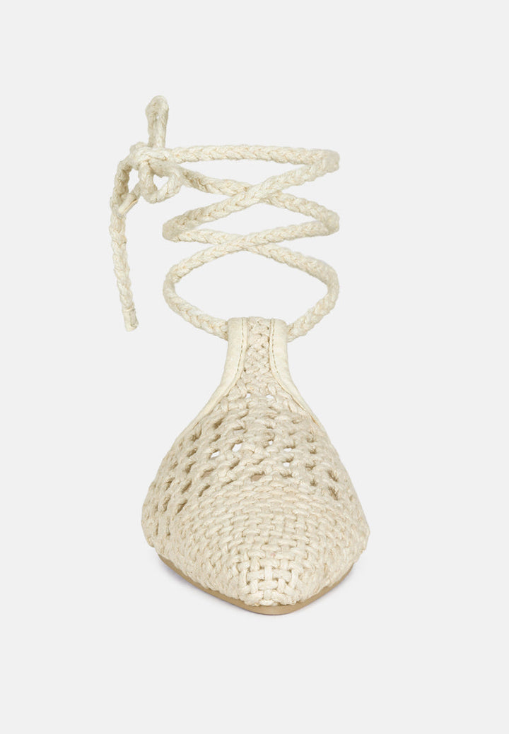 bartsi handwoven cotton tie up mule flats by ruw#color_off-white