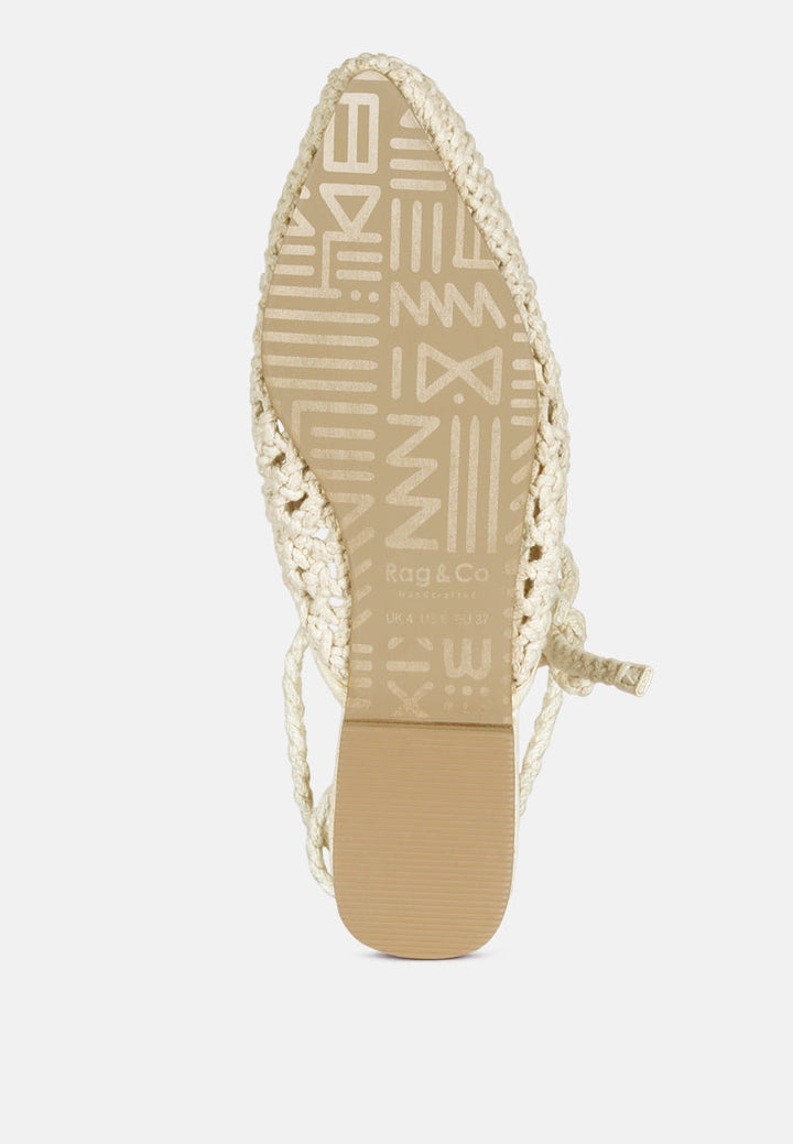bartsi handwoven cotton tie up mule flats by ruw#color_off-white