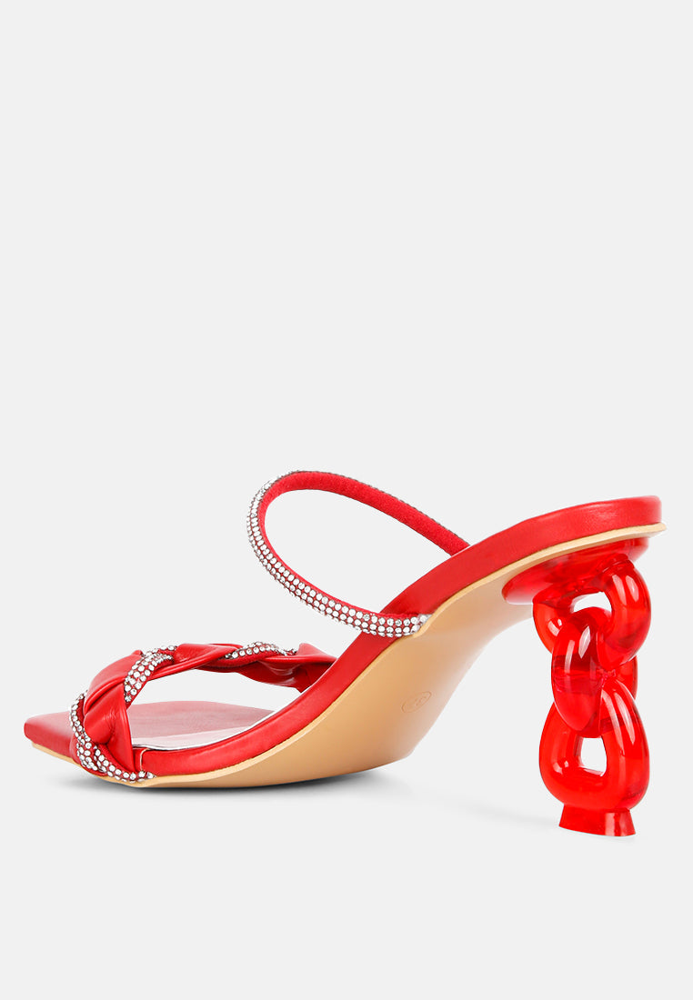 big plan diamante detail mid heel sandals by ruw#color_red