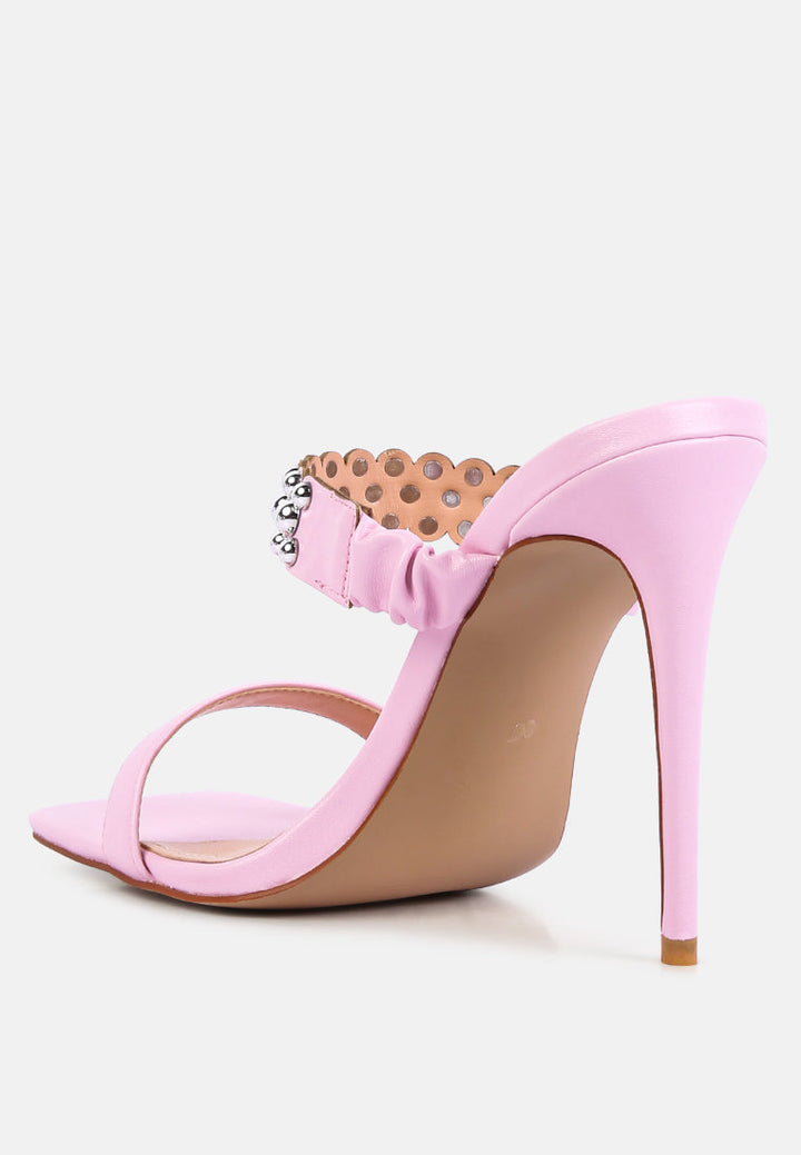 bandy stieletto heel metal stud sandals by ruw#color_pink