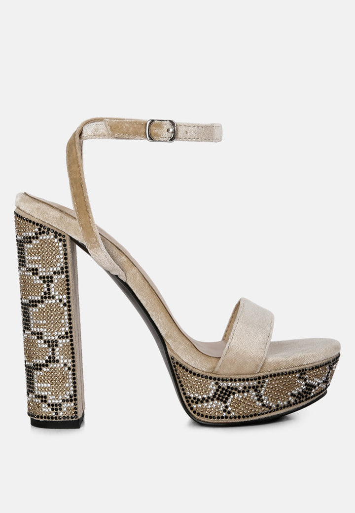 zircon rhinestone patterned high heel sandals by ruw#color_beige