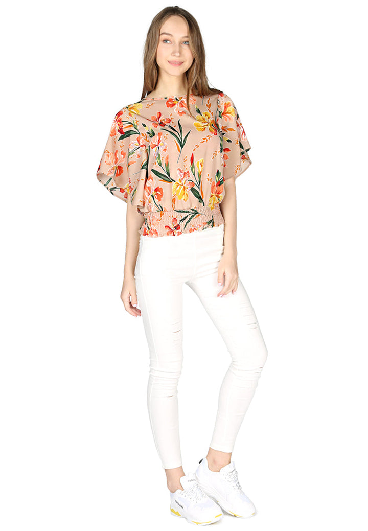 high neck batwing top#color_beige