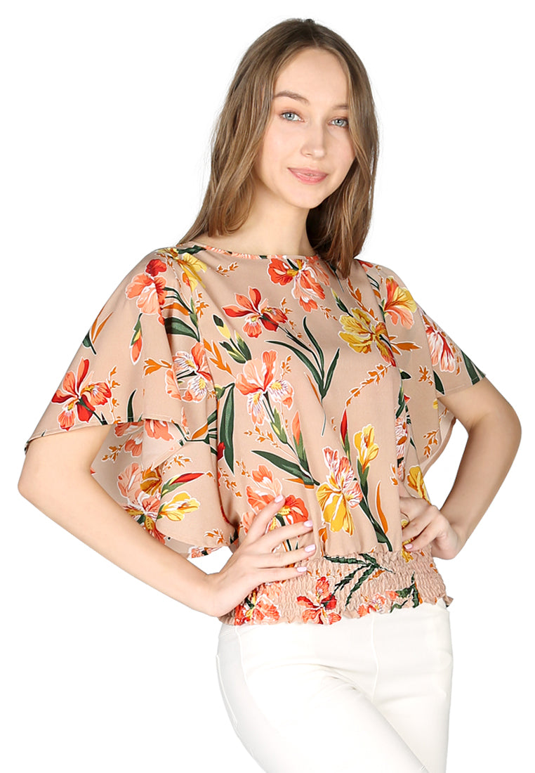 high neck batwing top#color_beige