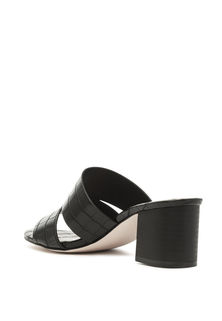 belen croc print slip-on sandals#color_black