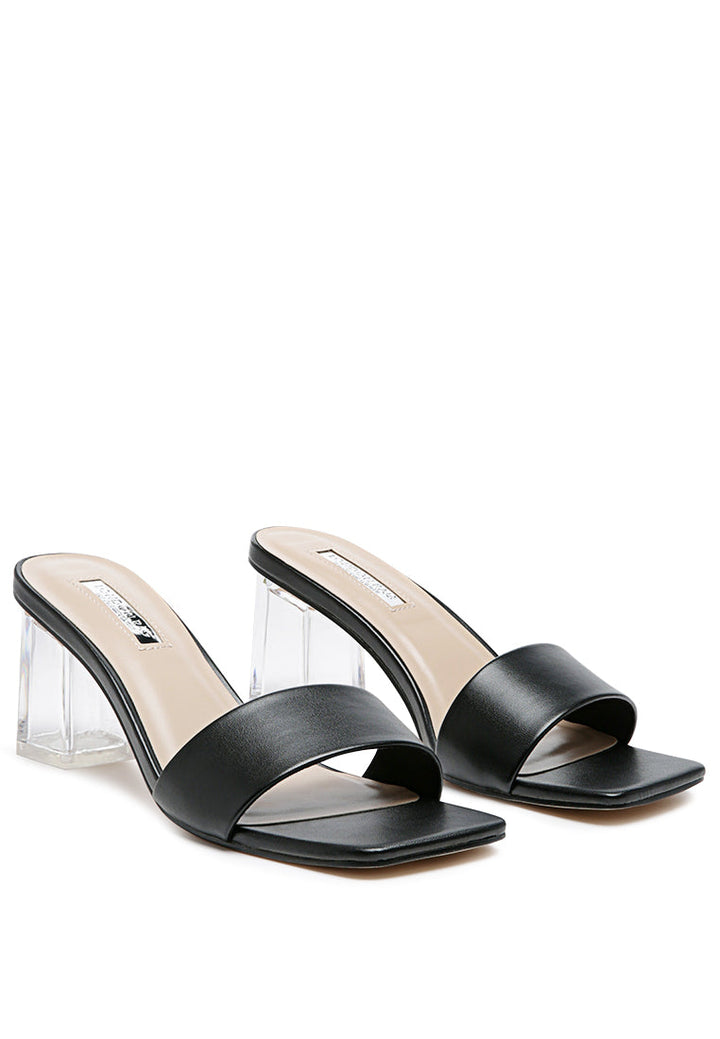 clear block heel sandals#color_black