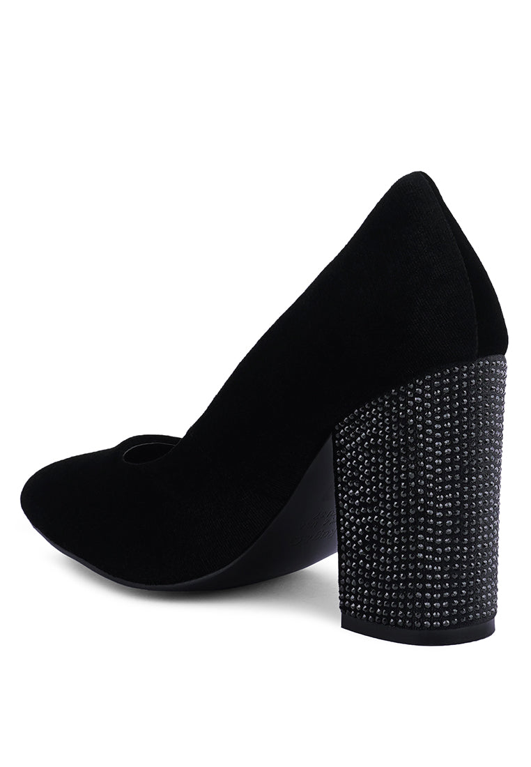 cyber-girl rhinestone block heeled pumps by ruw#color_black