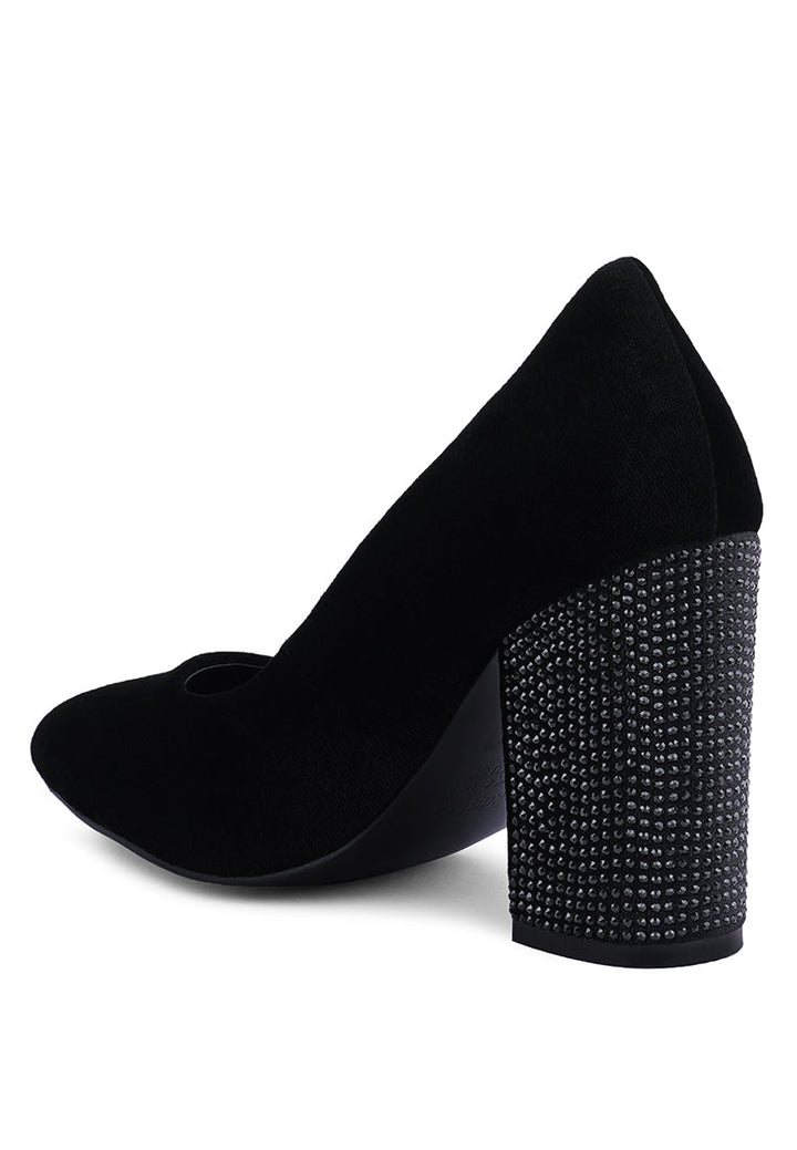 cyber-girl rhinestone block heeled pumps by ruw#color_black