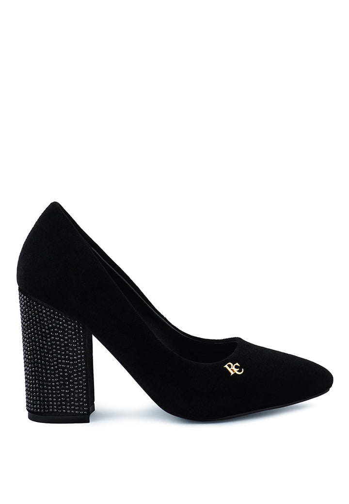 cyber-girl rhinestone block heeled pumps by ruw#color_black