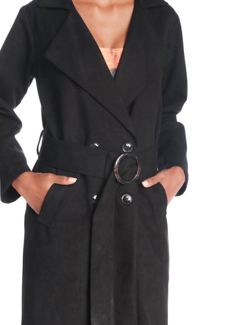 self style suede long jacket#color_black