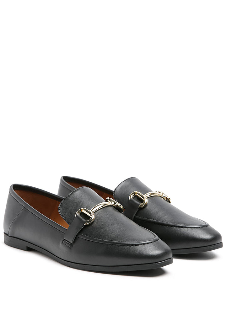 tahiti metallic gold buckle loafers#color_black